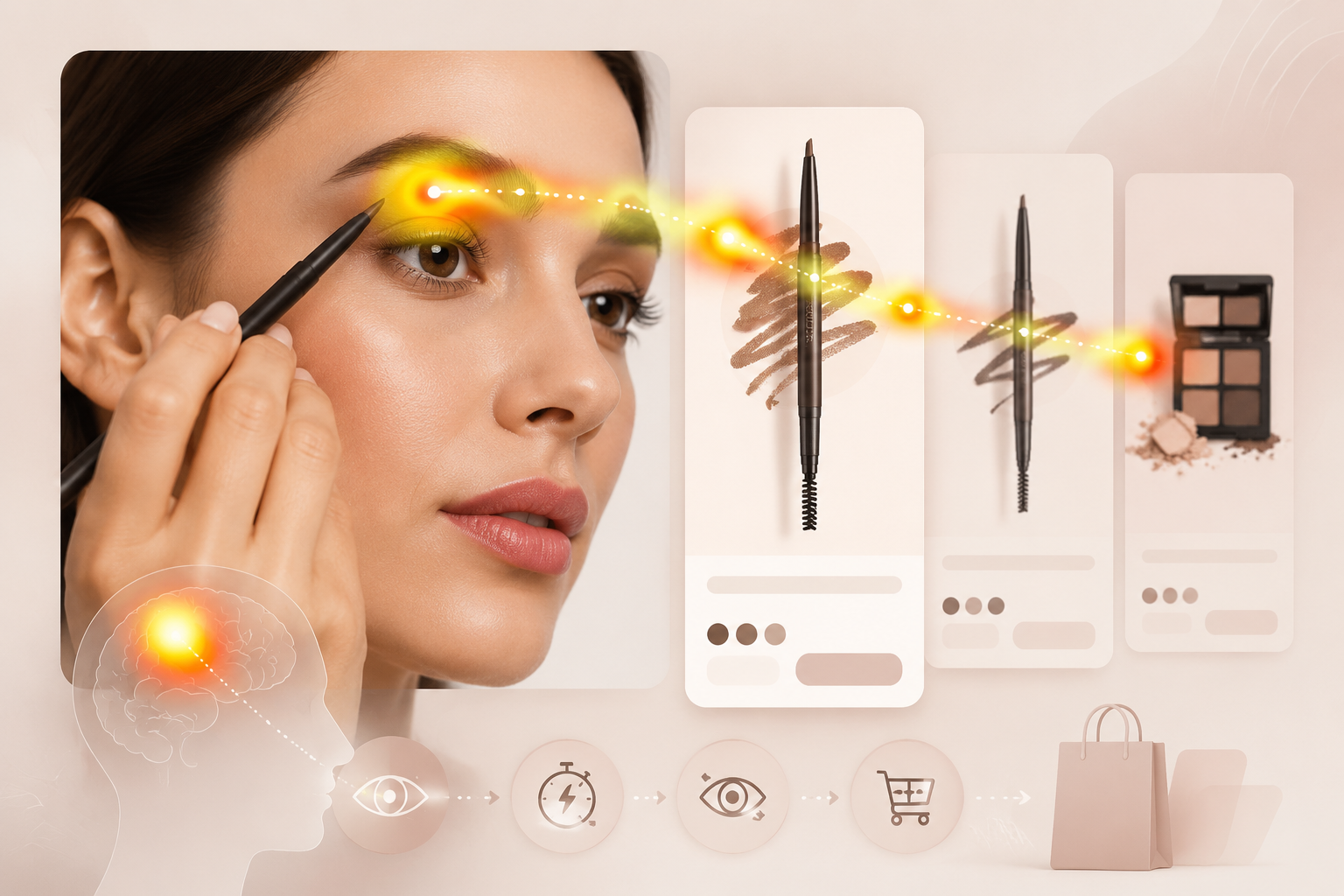 Eyebrow pencil product image attention path and System 1 shopping decision