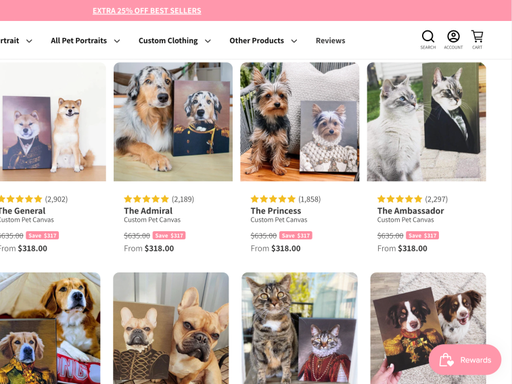 Product list and star rating landing page module