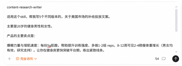 Codex prompt input example screenshot
