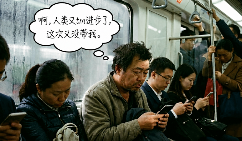 AI-generated subway image about being left behind