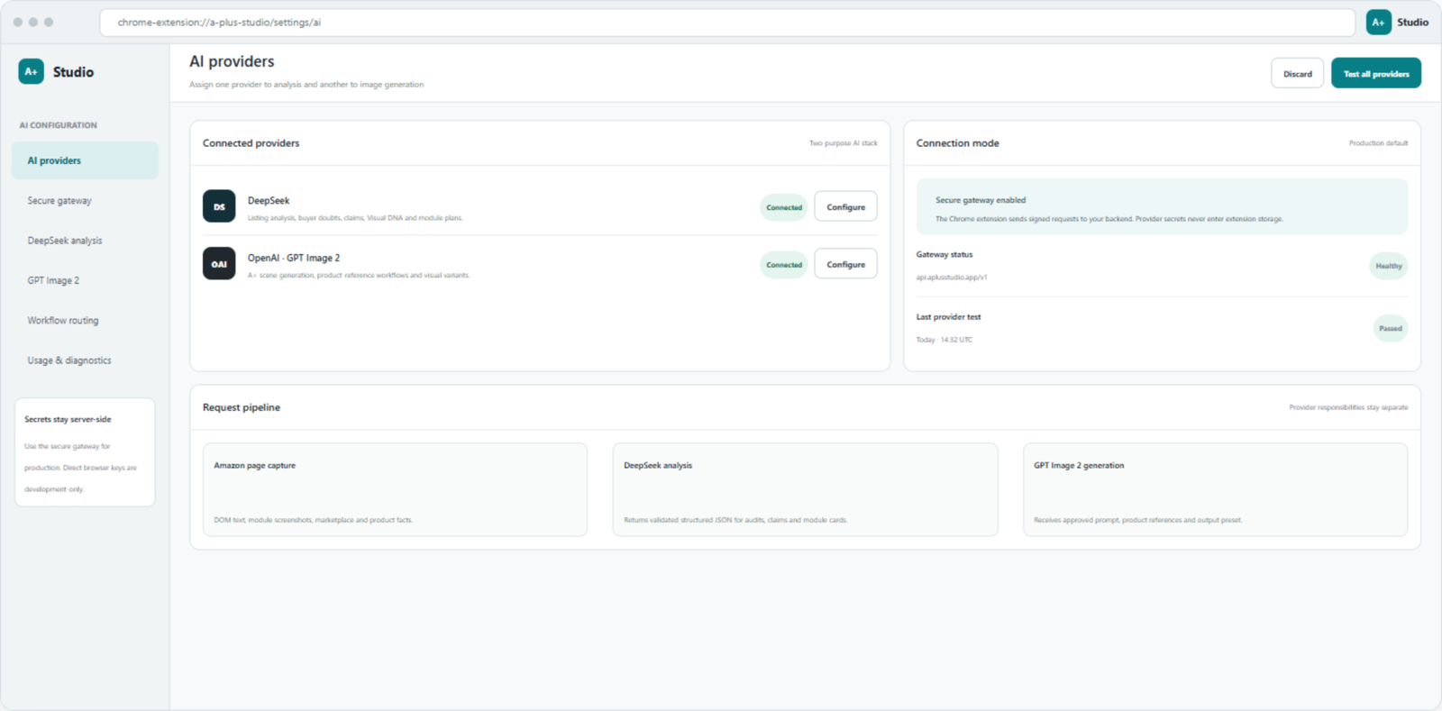 AI provider settings