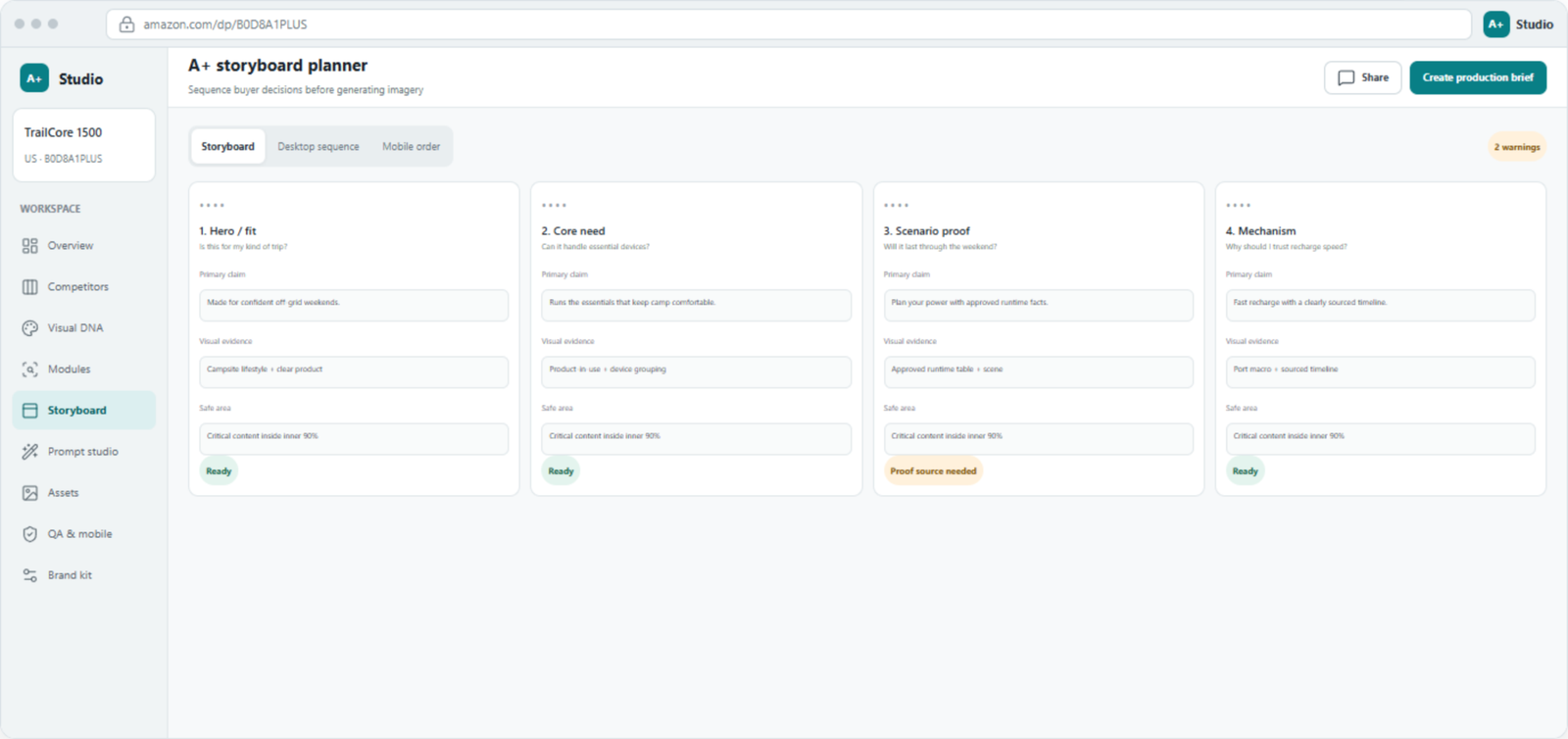 Amazon A+ Studio A+ Content storyboard planner for Amazon sellers