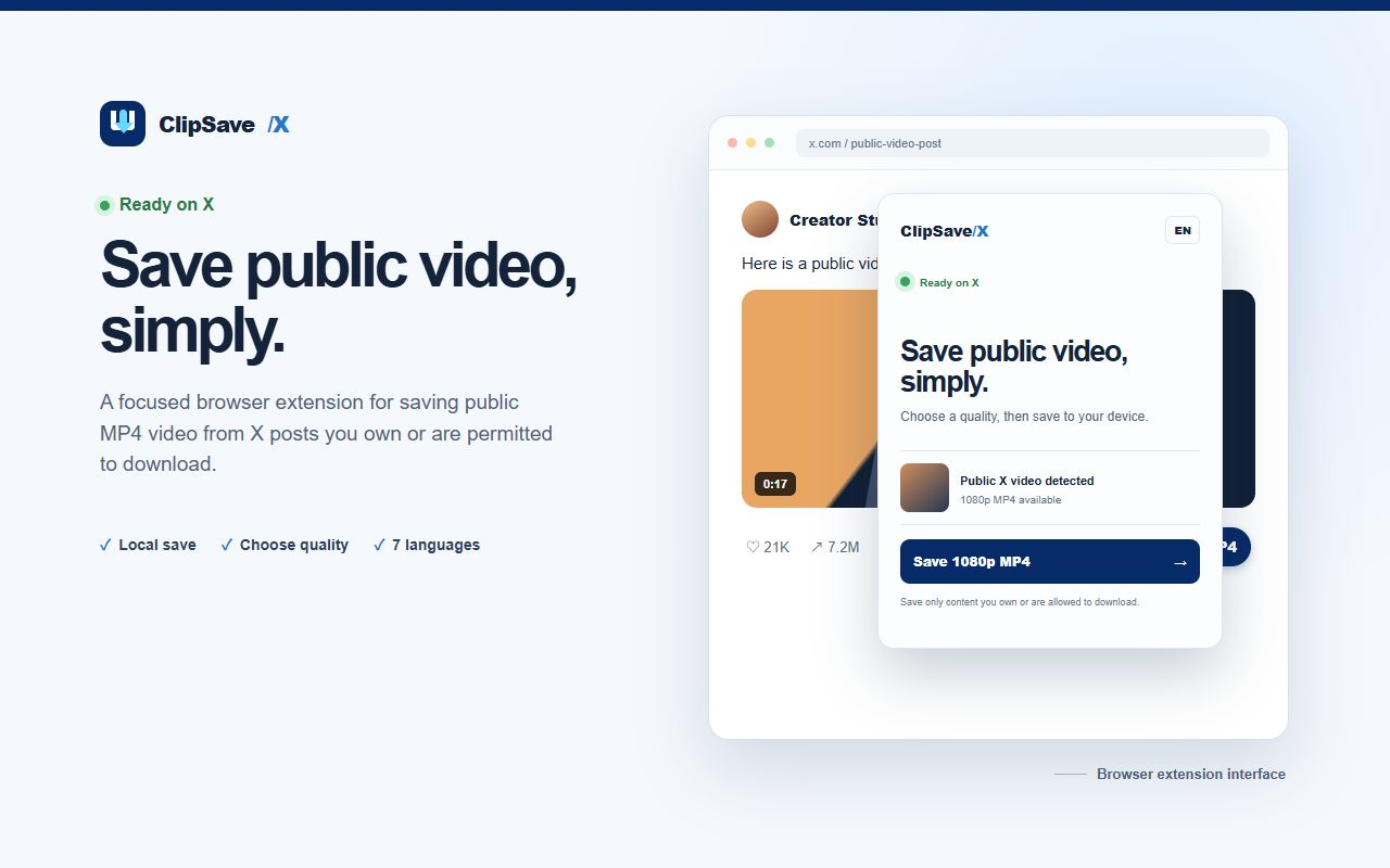 How to Download X (Twitter) Videos as MP4 with ClipSave