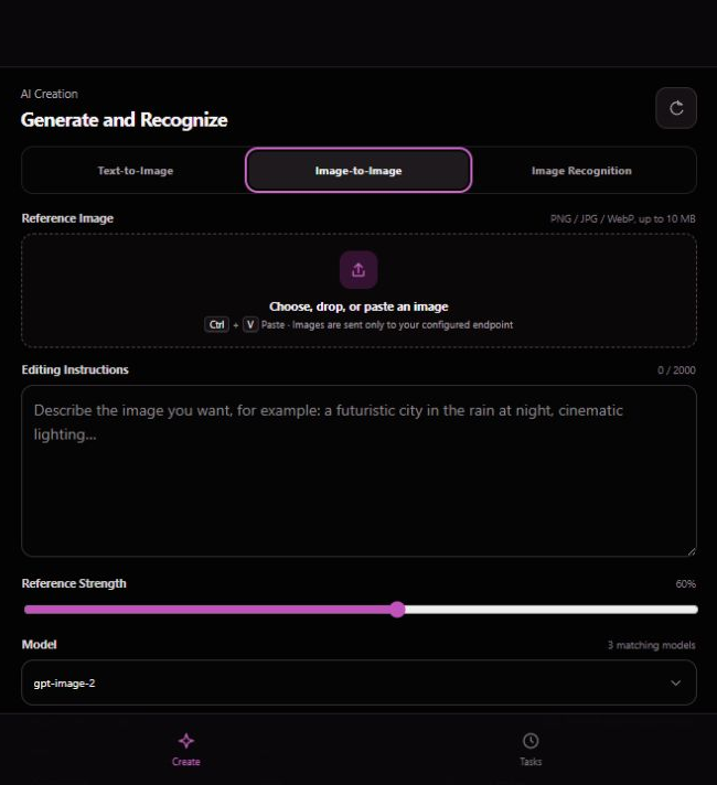 Linghui AI custom image size controls
