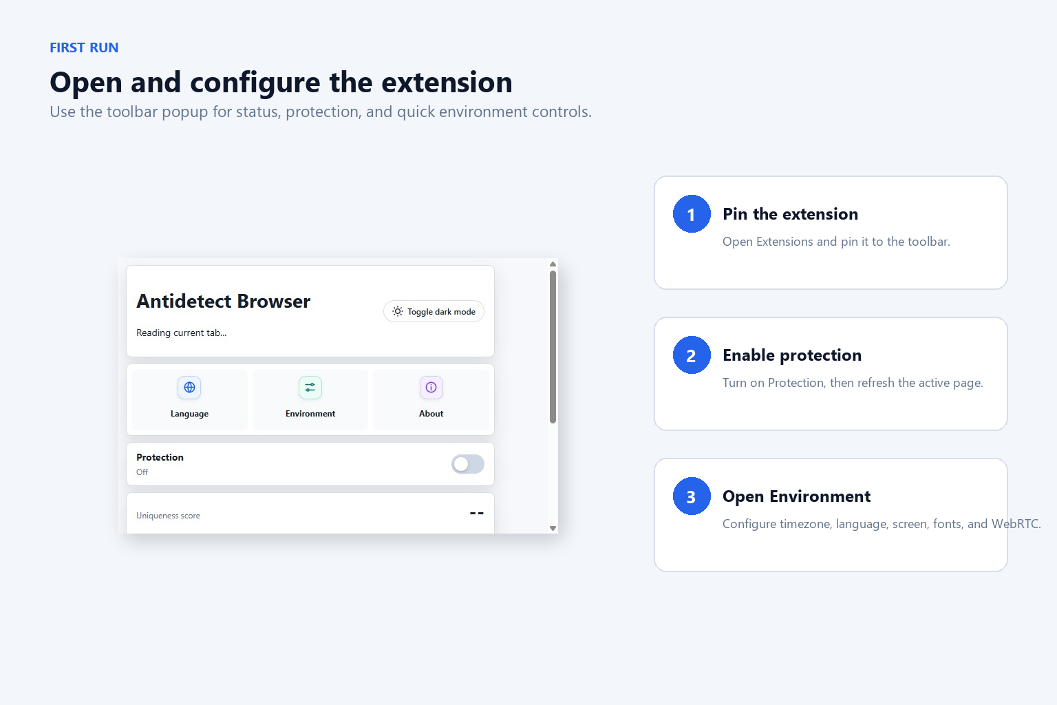 Fingerprint Browser Assistant first-time setup steps