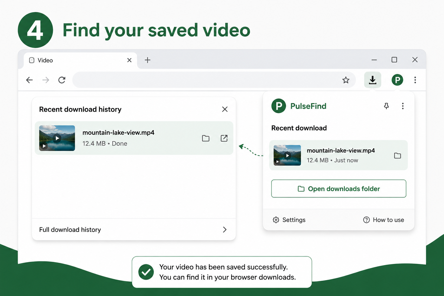 Step 4: Find the saved video in browser downloads